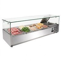 Vitrine réfrigérée pour sushis, station de préparation des ingrédients pour pizzas, comptoir de présentation alimentaire avec couvercle en verre