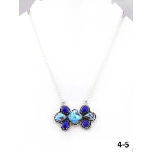 Collier artisanal Southwest Golden Hills avec fleurs, lapis-lazuli et argent sterling – Idéal pour un cadeau - Product Image 1