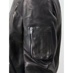 Veste en cuir noir de haute qualité pour hommes avec fermeture à glissière motif de lettre de saison d'hiver personnalisé en gros - Product Image 5