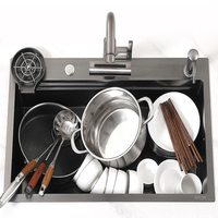 Évier de cuisine multifonctionnel intelligent de haute qualité avec cascade, lave-tasses et distributeur de savon