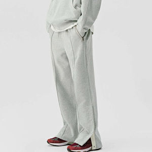 2025 Custom Logo Streetwear Flare Jogger Grey Sweatpants 1005 Cotton Loose Wide Leg Men's Sweatpants With Pockets for Men - Product Image 6