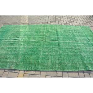 Alfombra de lana verde turca Vintage 5,8X10,4 pies tamaño moderno clásico área grande rectángulo Patchwork para pasillo látex para decoración de habitación - Product Image 3