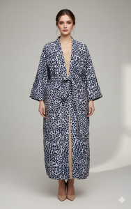 ชุดกิโมโนกำมะหยี่สำหรับผู้หญิง คอวี ปิดด้วยเชือกผูก แขนยาวเต็มตัว ลายพิมพ์ ดีไซน์หรูหรา สไตล์สง่างาม สำหรับฤดูหนาว/ฤดูใบไม้ร่วง - Product Image 3