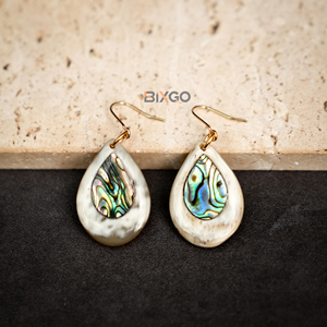 ต่างหูรูปหยดน้ำทำด้วยมือจากเวียดนามทำจากเปลือกหอยมุกดีไซน์ใหม่ขายส่งตามสั่งเครื่องประดับแฟชั่น - Product Image 3