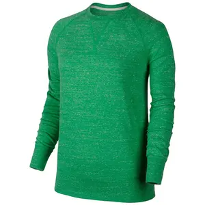 高品质休闲超大纯色长袖棉男式t恤批发空白绿色女式t恤