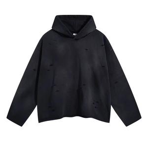 เสื้อครอปแบบหลวมสำหรับผู้ชายเสื้อมีฮู้ดสำหรับผู้ชายเสื้อสไตล์สตรีทแวร์เสื้อครอปซักแบบไม่มีตะเข็บโลโก้แบบวินเทจ - Product Image 5