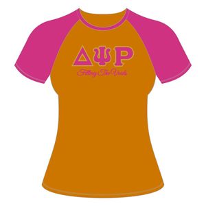 100 cotone oro Delta Psi Rho Sorority Raglan manica T-Shirt che riempie i vuoti di vita greco abbigliamento comodo abbigliamento Casual T-Shirt - Product Image 2
