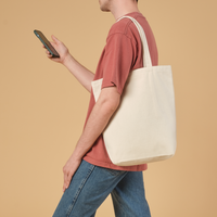 Tas Selempang Pria Ramah Lingkungan, Bukaan Atas Terbuka, Kanvas Katun 10oz, Portabel, Dapat Digunakan Kembali, Bergaya, Elegan