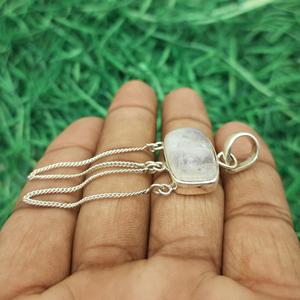 สร้อยคอจี้มูนสโตนสีรุ้งธรรมชาติเป็น925เงินขายส่งจี้โบฮีเมียนทำด้วยมือเครื่องประดับเงินสเตอร์ลิง - Product Image 6