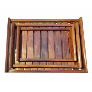 Stylish Wooden Trays For Serving Food And Breakfast Medium And <b>Small</b> Sizes Made With Natural Wood Brown Finish From India - Product Image 5