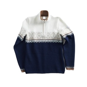 2025 FNJIA femmes personnalisé Jacquard tricot pull 100% coton pull à fermeture éclair Style européen-américain décontracté hiver - Product Image 1