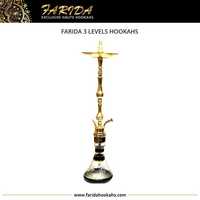 Chichas miniatures de luxe Farida 2022, style égyptien traditionnel, design à 3 niveaux, finition laquée en laiton, bol noir émaillé, fait main