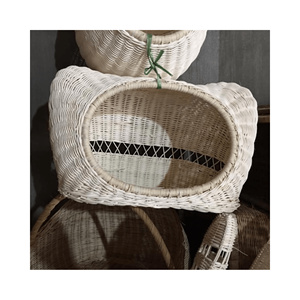 Maison pour animaux de compagnie en rotin rond à étages pour chiens et chats Meubles à motif animal tissé durable pour le salon - Product Image 5