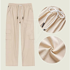 Men's Casual Breathable Cotton Baggy <b>Trouser</b> Mid Waist Straight Pattern Fleece Lining Customizable High Quality <b>Winter</b> Wholesale - Product Image 4