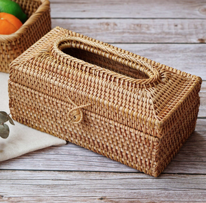 Caja de pañuelos de ratán Rectangular hecha a mano de Vietnam para decoración de Casa de Material sostenible más vendida - Product Image 1