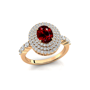 Bagues en pierres précieuses grenat de qualité supérieure en or massif avec de vrais diamants bagues de bijoux fins OEM pierre de naissance cadeau de saint valentin pour elle - Product Image 4