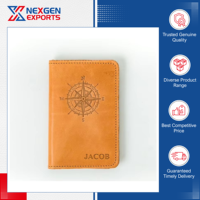 Nexgen Exports Portefeuille élégant de luxe en cuir véritable couleur beige avec blocage RFID, emplacements pour cartes, couverture personnalisée, 14x10cm