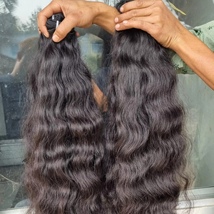 Extension de trame de cheveux vierges indiens soyeux, cheveux bouclés étirés avec vague d'eau brillante, vague profonde, styles de cheveux bruts de Temple - Product Image 6