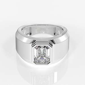 แหวนทองคำขาว 18K สำหรับผู้ชาย รุ่น Ultimate Prestige ประดับเพชรทรง Emerald Cut ที่ได้รับการรับรองจาก IGI ชุบโรเดียม เหมาะสำหรับสวมใส่ทุกวัน - Product Image 5