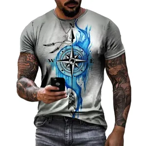 2023 yaz patlayıcı erkek gömleği meksika aztek kabile kartal yılan baskı T-shirt tam baskı ekip boyun boy T-shirt