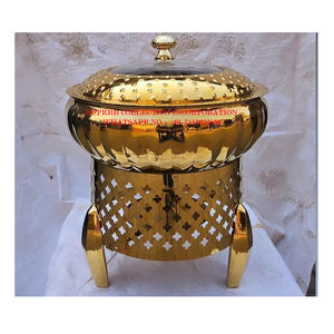 ที่อุ่นอาหารจานร้อนทำจากทองเหลืองสไตล์โบราณบุฟเฟต์สีทองพร้อมขาตั้งสำหรับจัดเลี้ยงในโรงแรมและร้านอาหาร - Product Image 2