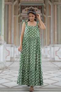 Vestido Floral con estampado de algodón con bloque de mano indio, ropa de fiesta de verano para mujer, estilo bohemio, vestido de regalo de novia personalizado a la venta - Product Image 4