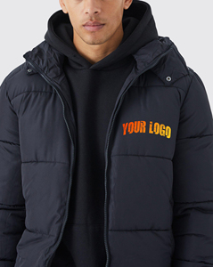 Chaqueta con aislamiento deportivo de invierno de alta calidad para hombre, chaqueta acolchada con capucha y logotipo personalizado para exteriores, tela tejida - Product Image 2