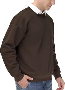 Sudadera de cuello redondo de lana para hombre, sudadera gruesa holgada, jersey básico suave, sudadera de manga larga con costuras suaves, ajuste holgado básico - Product Image 2