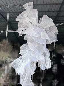 <span class=keywords><strong>Voile</strong></span> de mariée plissé en organza blanc brodé en tulle, voiles de mariage DIY pour décoration de mariage avec grandes fleurs - Product Image 2