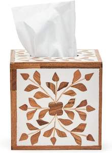 Boîte à mouchoirs en incrustation d'os, artisanat traditionnel, boîte à mouchoirs en incrustation d'os, décoration moderne pour la maison, boîte à mouchoirs en incrustation d'os, décoration de table élégante - Product Image 2