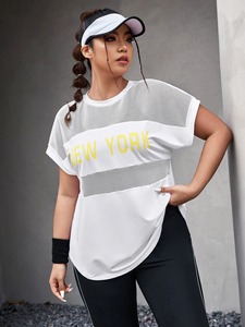 T-Shirt en coton et Polyester de qualité supérieure pour femme, haut blanc respirant pour l'entraînement physique - Product Image 6