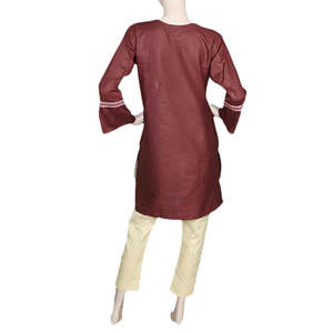 Traje de Dos Piezas Bordado para Mujer - Marrón Oscuro - Product Image 4