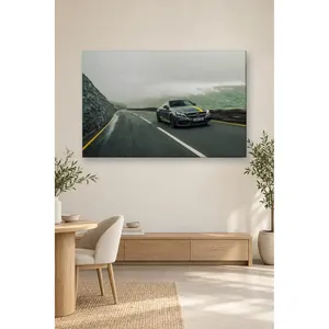 Impression sur toile Fida Matte Gray AMG sur route montagneuse brumeuse - Product Image 2