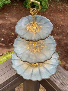 DIY fait à la main 3 niveaux rond en résine plateau de fruits plateau à thé Table colorée mode taille personnalisée décor à la maison - Product Image 4