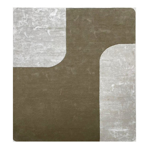 Bords ronds circulaires festonnés projets de designer d'intérieur d'hôtel tapis tissé à la main usine de tapis laine de nouvelle-zélande viscose moderne - Product Image 1