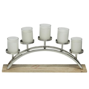 5 เสากุญแจเทียนอลูมิเนียมฐานไม้สําหรับตกแต่งบ้านโรงแรมงานแต่งงานตกแต่งคุณภาพระดับพรีเมียมเทียน - Product Image 6