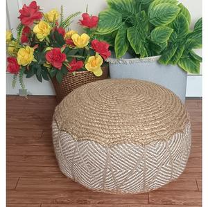 Modern European American Home Outdoor Hall Ottomans Jute POUF Ottoman Chindi <b>Work</b> One Handle Knitted <b>Stool</b> for Bedroom Living - Product Image 1