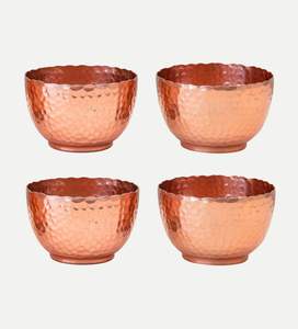 Bol de service en cuivre martelé de haute qualité à bords lisses pour la présentation de plats gastronomiques et l'hébergement de luxe à domicile pour les fêtes - Product Image 2