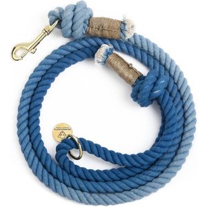 Correa para Perro de Cuerda de Algodón Hecha a Mano con Diseño Ombre Azul, Correa Trenzada Mediana para Pasear y Entrenar Mascotas con Patrón Sólido - Product Image 1