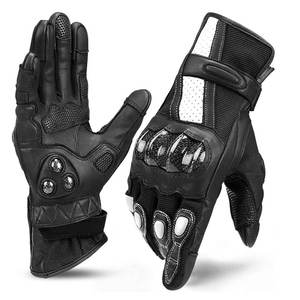 Guantes de Carreras de Cuero Genuino Blanco de Alta Calidad para Verano e Invierno, Guantes de Protección para Motocicleta de Carretera Negros, Aptos para Exteriores - Product Image 6
