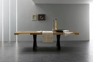 Luxury Industrial Design <b>Dining</b> <b>Table</b> - Rustic X-Leg <b>Extendable</b> <b>Wooden</b> Conference and Home <b>Table</b> - Product Image 4