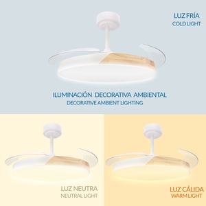 LED ventilatore da soffitto a scomparsa pale telecomando 70W 2448LM integrato colore bianco CCT 3000-4000-6000K luce motore a corrente continua (legno) - Product Image 5