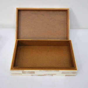 Boîte à bijoux en bois de palissandre à motifs à carreaux et rayés, boîte à trésors pour cadeaux, vente en gros, TIMELESS CRAFT TC-683 - Product Image 1