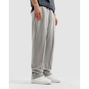 Pantalon cargo plissé gris acier, style évasé décontracté en tissu éponge respirant, taille mi-haute, taille XL, idéal pour l'automne - Product Image 1