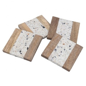 High Quality Unique Design Horn Bone Square Shape Wood and Resin Top Selling Wooden Drink Coaster <b>Cup</b> Wood Coaster Home Decor - Product Image 4