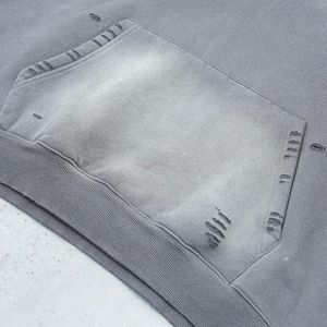 Sweat à capuche unisexe pour homme, 330 g/m², en molleton brodé, coupe oversize, effet délavé à l'acide, vieilli, délavé par le soleil, avec motif en relief personnalisé - Product Image 4
