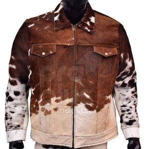 Veste en cuir de vachette de qualité supérieure, robuste et tendance pour homme, logo sur le devant, séchage rapide et respirante, vêtement d'extérieur décontracté - Product Image 1