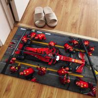 Tapis en laine gris imprimé patchwork Ferrari Formule 1 Charles Leclerc, écologique, traditionnel, pour salle à manger, épaisseur moyenne, en latex