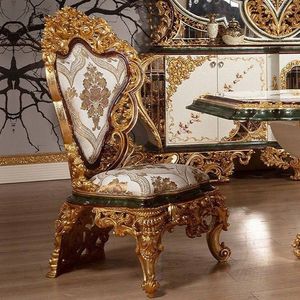 Juego de Comedor de Lujo Emma del Hotel Versailles, Madera de Teca Sólida Tallada a Mano, Cubierta de Mármol, Colección de Muebles Reales - Product Image 5