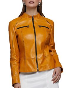 Sheepskin <b>Bomber</b> Blue <b>Leather</b> <b>Jacket</b> <b>Women</b> OEM Customized Varsity Motorcycle Plus Size <b>Women</b> <b>Leather</b> <b>Jacket</b> Ladies Zipper 2026 - Product Image 4